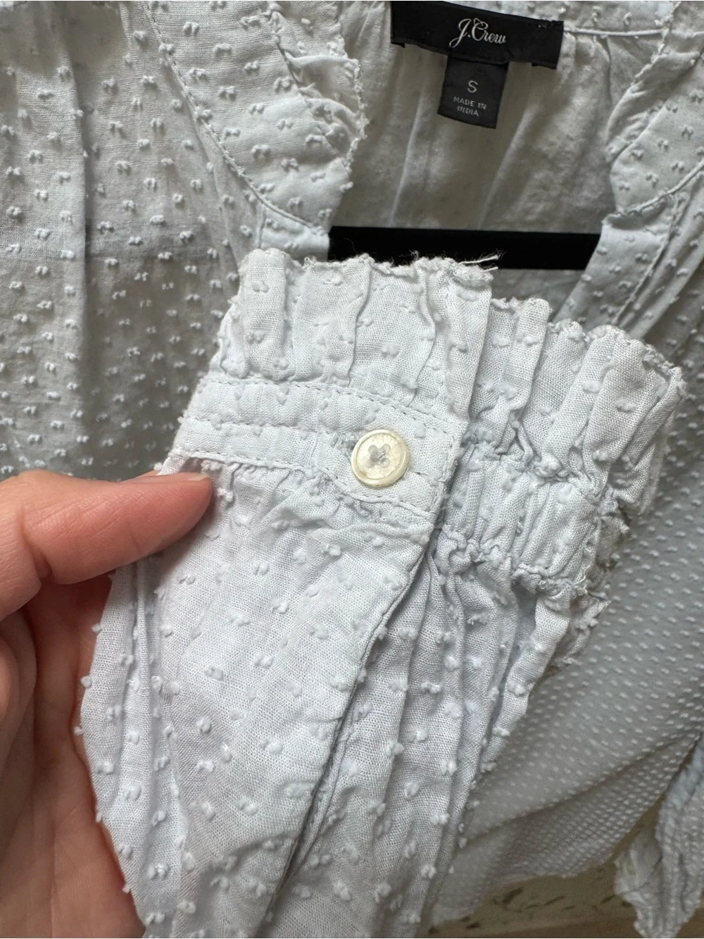 J.Crew Light Blue Split V Swiss Dot Blouse - Picture 5 of 6